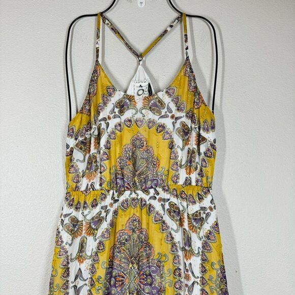 Anthropologie Akemi + Kin Mustard Medallion Paisley Print Maxi Dress Boho Small - Picture 2 of 9